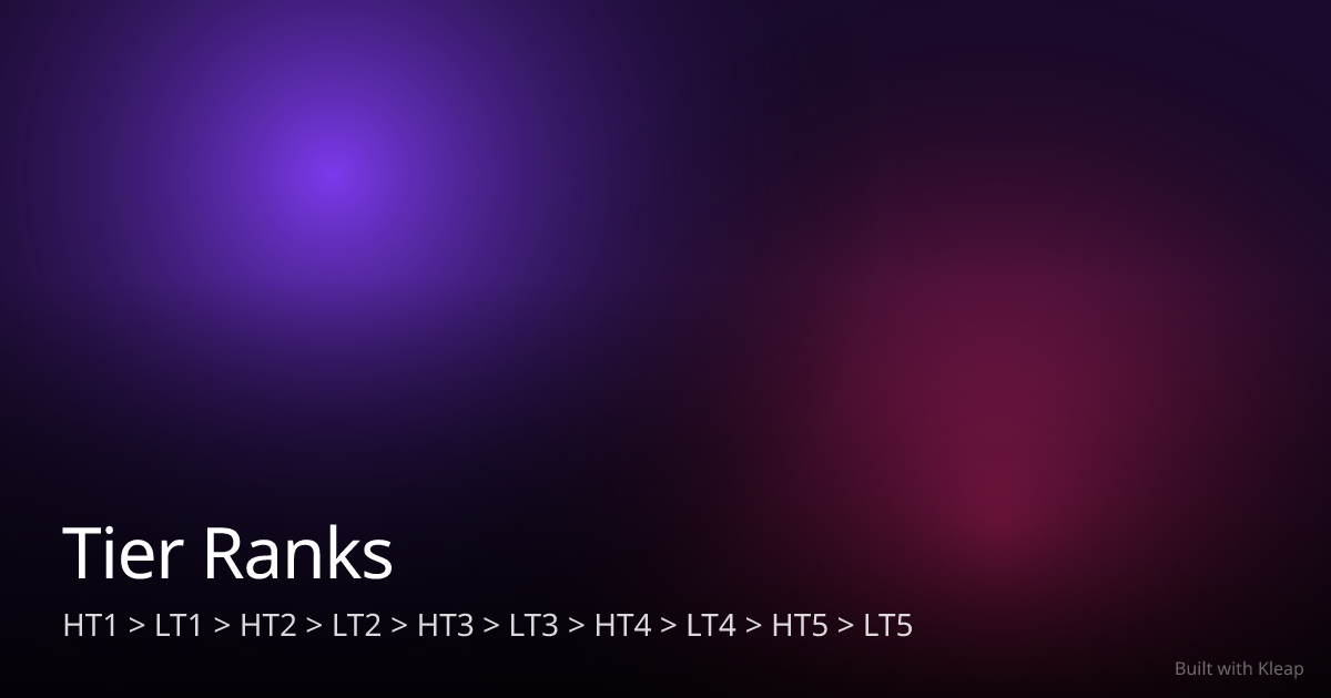 Tier Ranks - HT1 > LT1 > HT2 > LT2 > HT3 > LT3 > HT4 > LT4 > HT5 > LT5